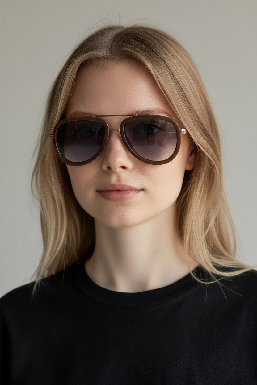 Vintage Luxury Brown Frame Sunglasses – Classic Double-Bridge Design
