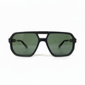 ECLIPSE TITAN Black Geometric Sunglasses with Green Lenses – Unisex