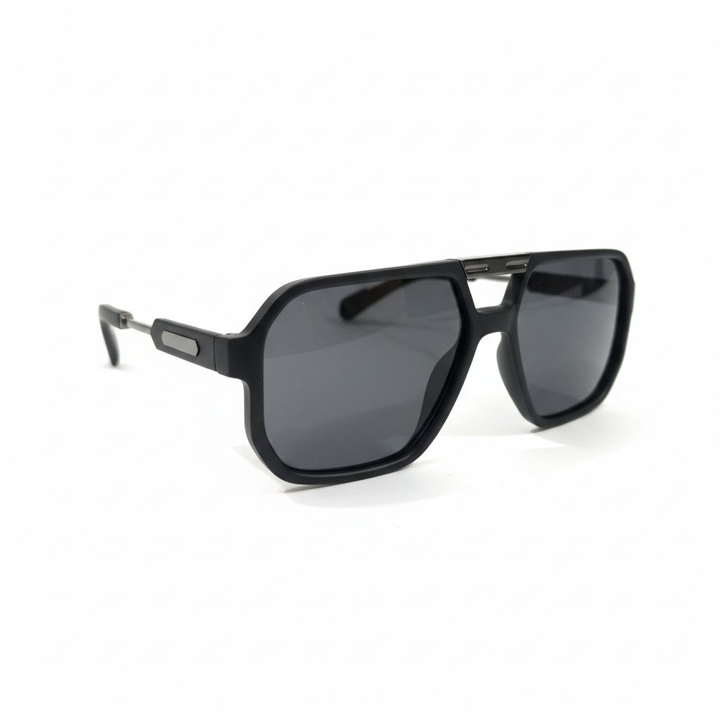 URBAN EDGE Black Oversized Square Sunglasses with Smoke-Grey Lenses – Unisex