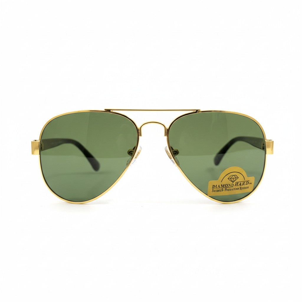 ECLIPSE AVIATOR Gold Metal Aviator Sunglasses with Green Lenses – Unisex