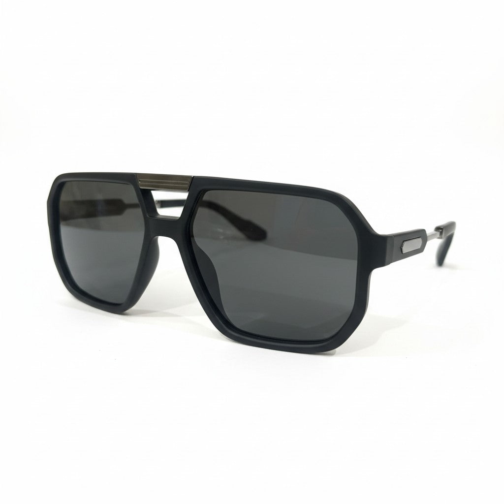URBAN EDGE Black Oversized Square Sunglasses with Smoke-Grey Lenses – Unisex