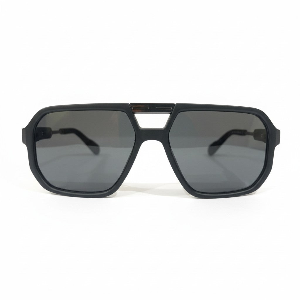 URBAN EDGE Black Oversized Square Sunglasses with Smoke-Grey Lenses – Unisex