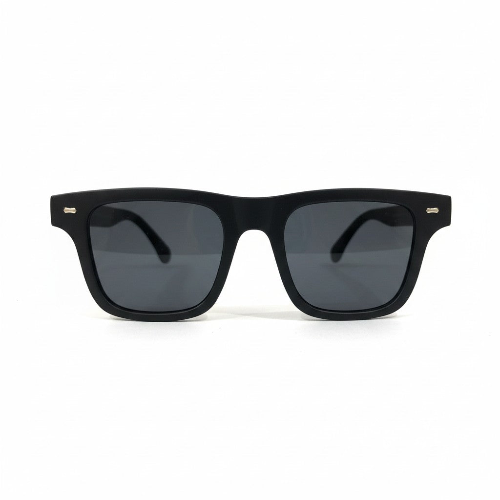 ECLIPSE NOIR Black Square Sunglasses with Smoke-Grey Lenses – Unisex