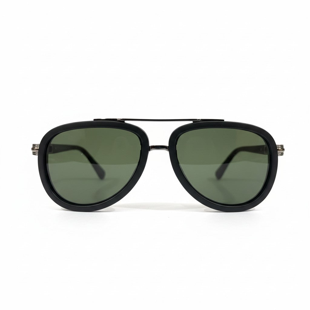 ECLIPSE VERDE Black Oversized Sunglasses with Green Lenses – Unisex