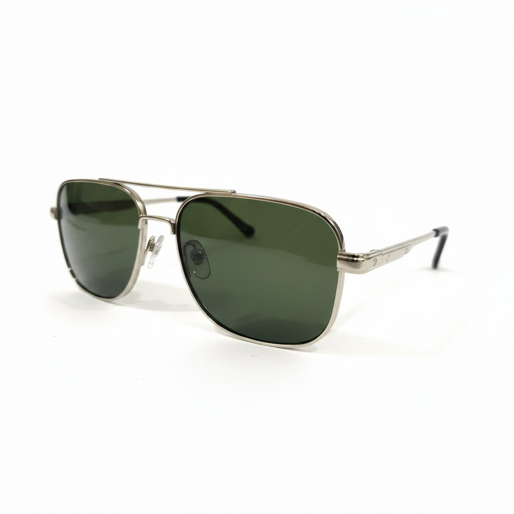 VERDE AVIATOR Classic Silver Frame Sunglasses with Green Lenses – Unisex