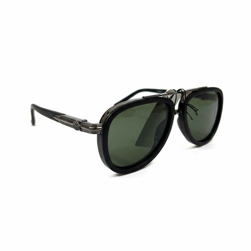 ECLIPSE VERDE Black Oversized Sunglasses with Green Lenses – Unisex
