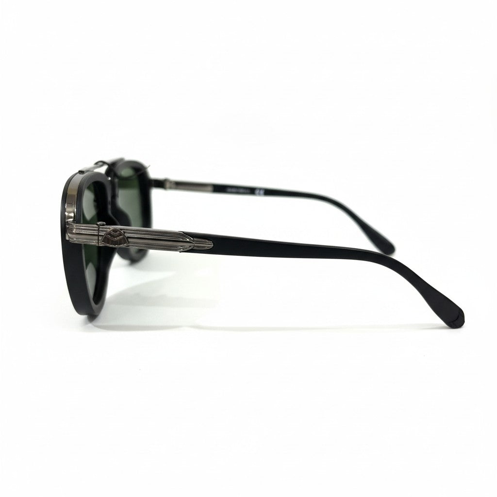 ECLIPSE VERDE Black Oversized Sunglasses with Green Lenses – Unisex