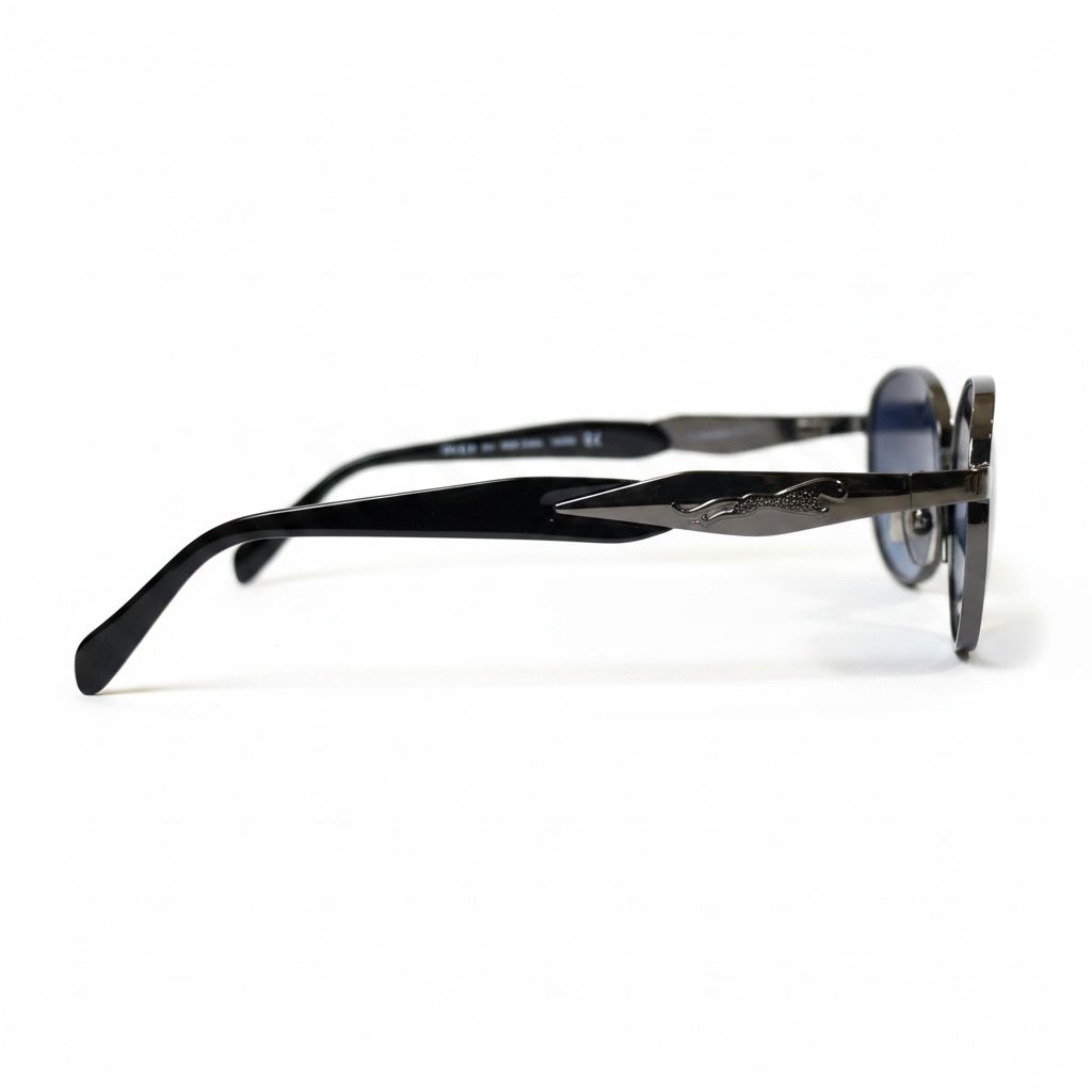 DRAGON SKY Black Metal Blue Gradient Oval Sunglasses – Unisex