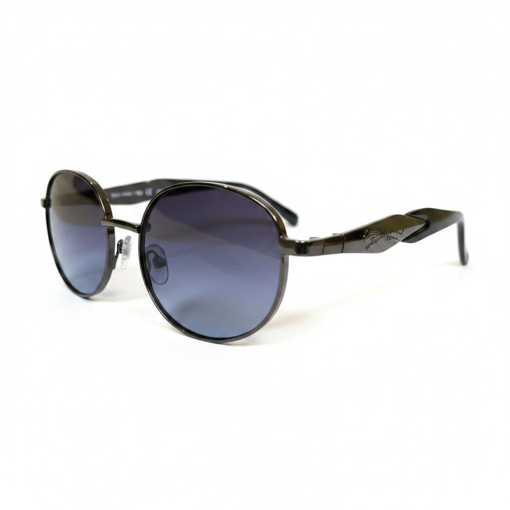 DRAGON SKY Black Metal Blue Gradient Oval Sunglasses – Unisex