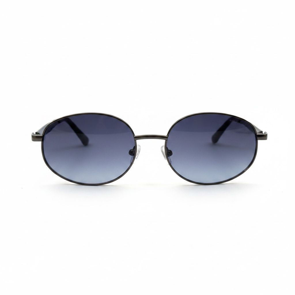 DRAGON SKY Black Metal Blue Gradient Oval Sunglasses – Unisex