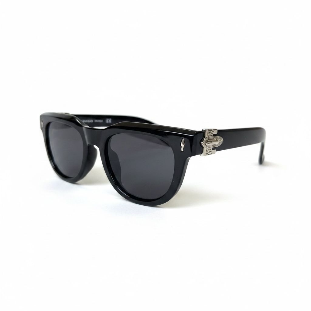 BLACK CREST Glossy Black Full-Rim Rectangle Sunglasses – Unisex