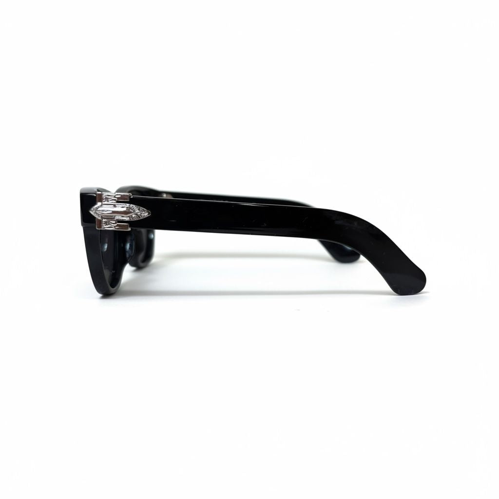 BLACK CREST Glossy Black Full-Rim Rectangle Sunglasses – Unisex