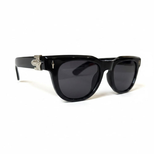 BLACK CREST Glossy Black Full-Rim Rectangle Sunglasses – Unisex