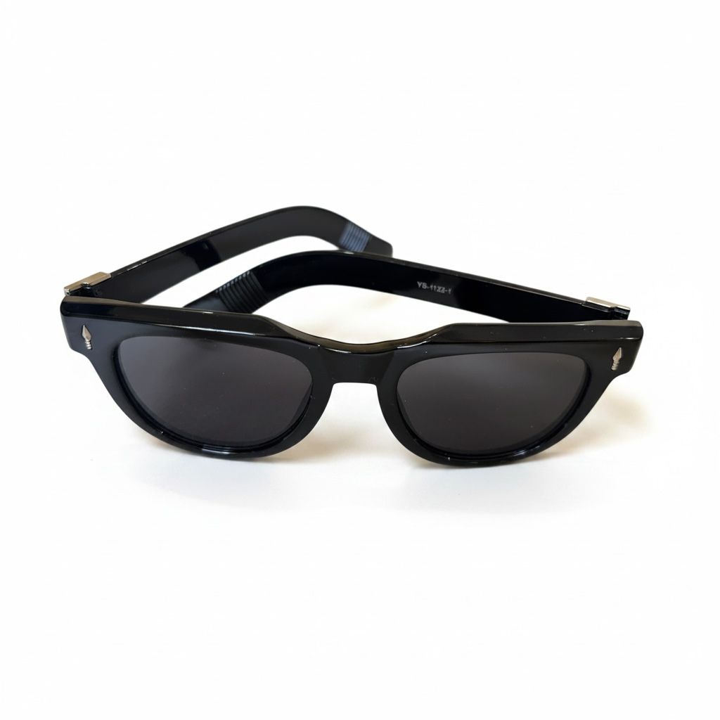 BLACK CREST Glossy Black Full-Rim Rectangle Sunglasses – Unisex