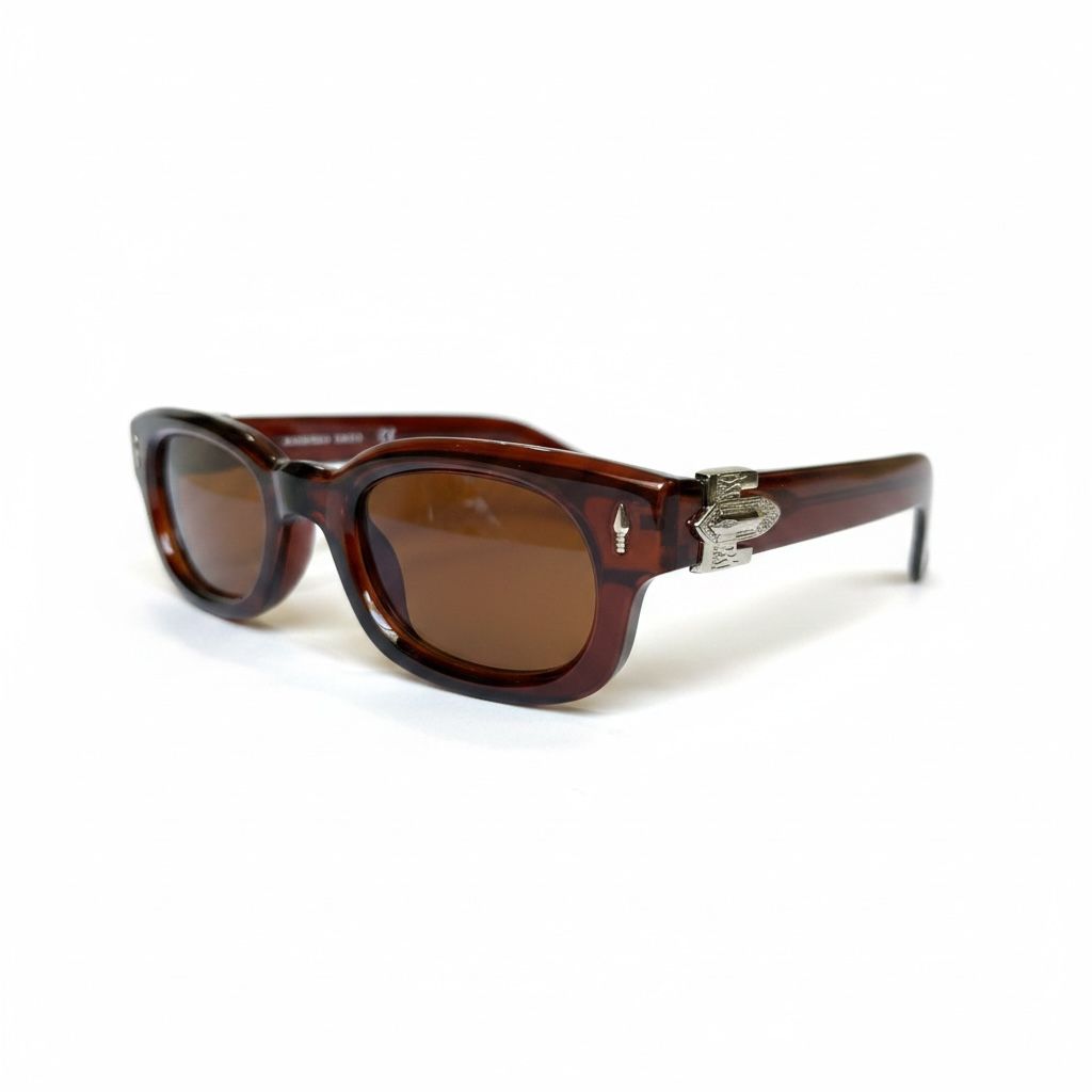 BLACK CREST Glossy Black Full-Rim Rectangle Sunglasses – Unisex