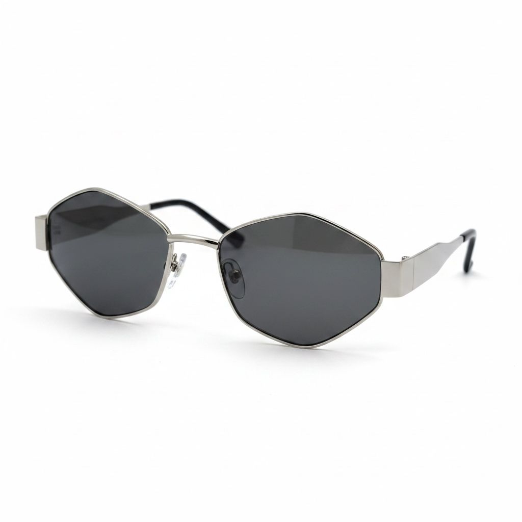TITAN HEX Gunmetal Geometric Full-Rim Sunglasses – Unisex