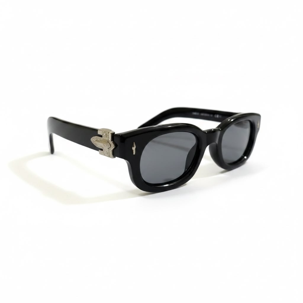 BLACK CREST Glossy Black Full-Rim Rectangle Sunglasses – Unisex