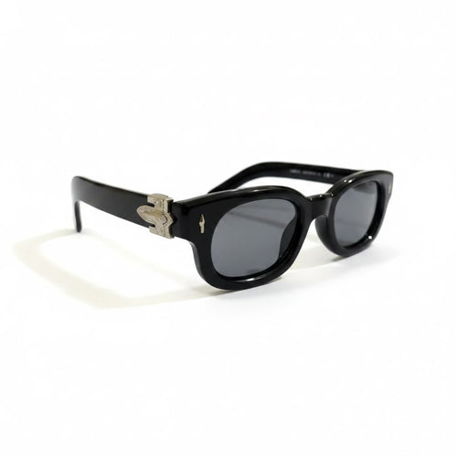 BLACK CREST Glossy Black Full-Rim Rectangle Sunglasses – Unisex