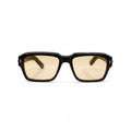 SOLAR AMBER Black Rectangle Sunglasses with Gold-Reflective Lenses – Unisex