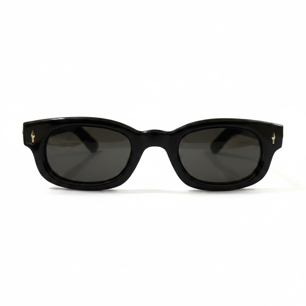 BLACK CREST Glossy Black Full-Rim Rectangle Sunglasses – Unisex