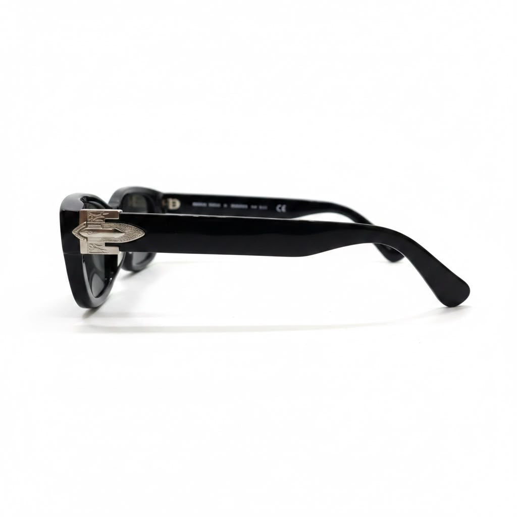 BLACK CREST Glossy Black Full-Rim Rectangle Sunglasses – Unisex