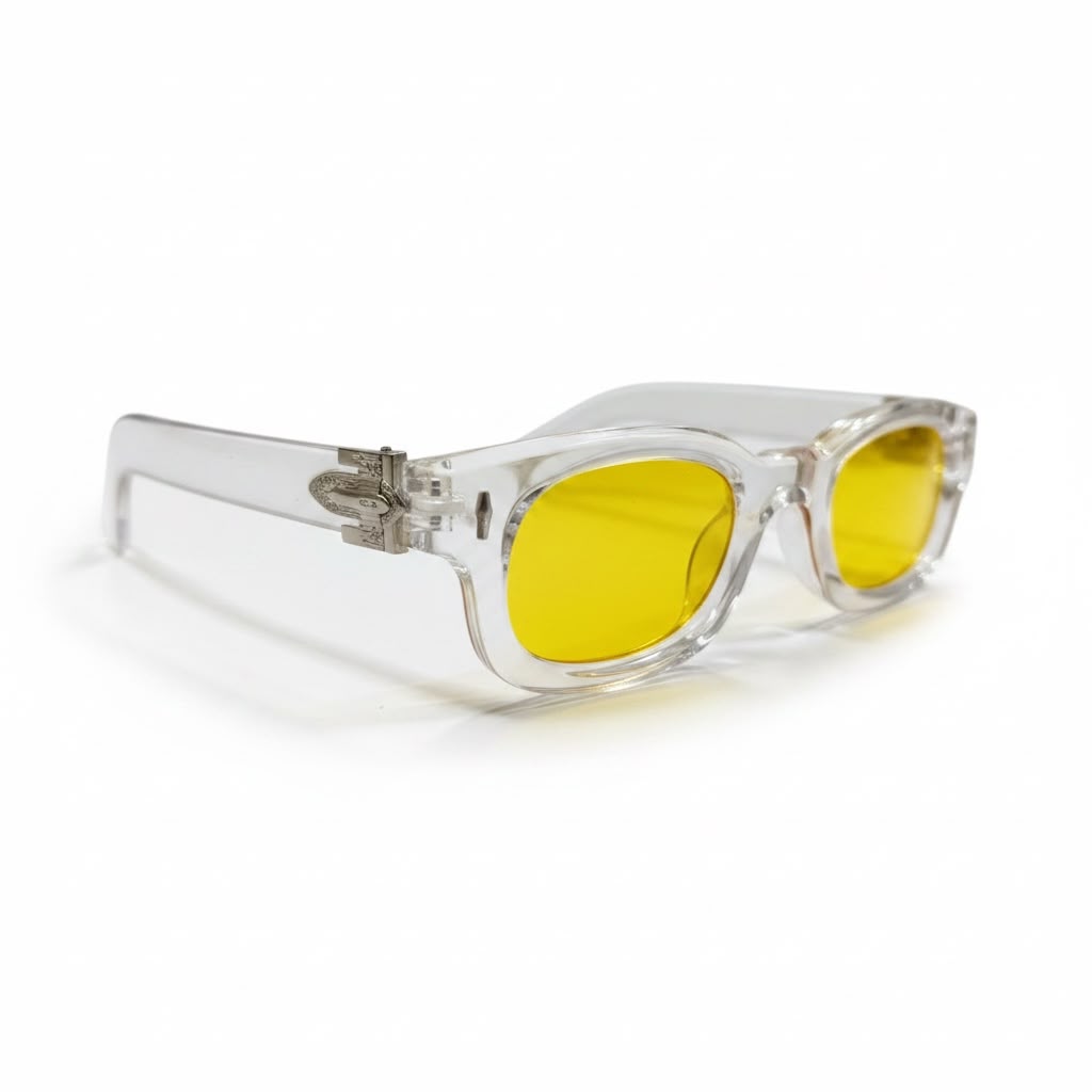 CITRUS ICE Crystal-Clear Rectangle Sunglasses with Yellow Lenses – Unisex