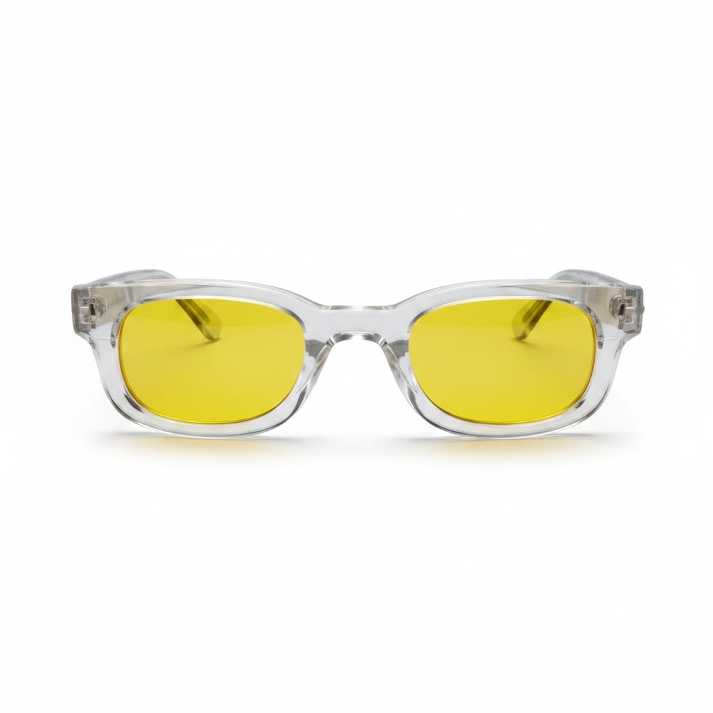 CITRUS ICE Crystal-Clear Rectangle Sunglasses with Yellow Lenses – Unisex