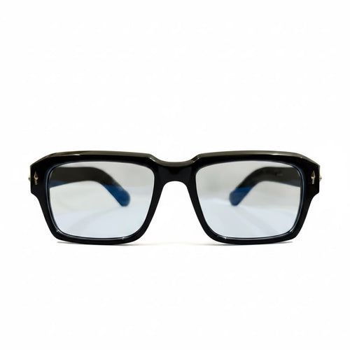 AZURE NOIR Bold Black Square Sunglasses with Ice-Blue Lenses – Unisex