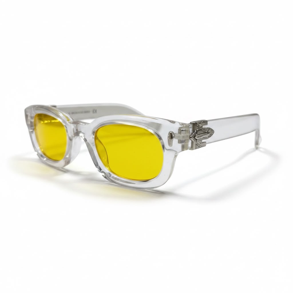 CITRUS ICE Crystal-Clear Rectangle Sunglasses with Yellow Lenses – Unisex