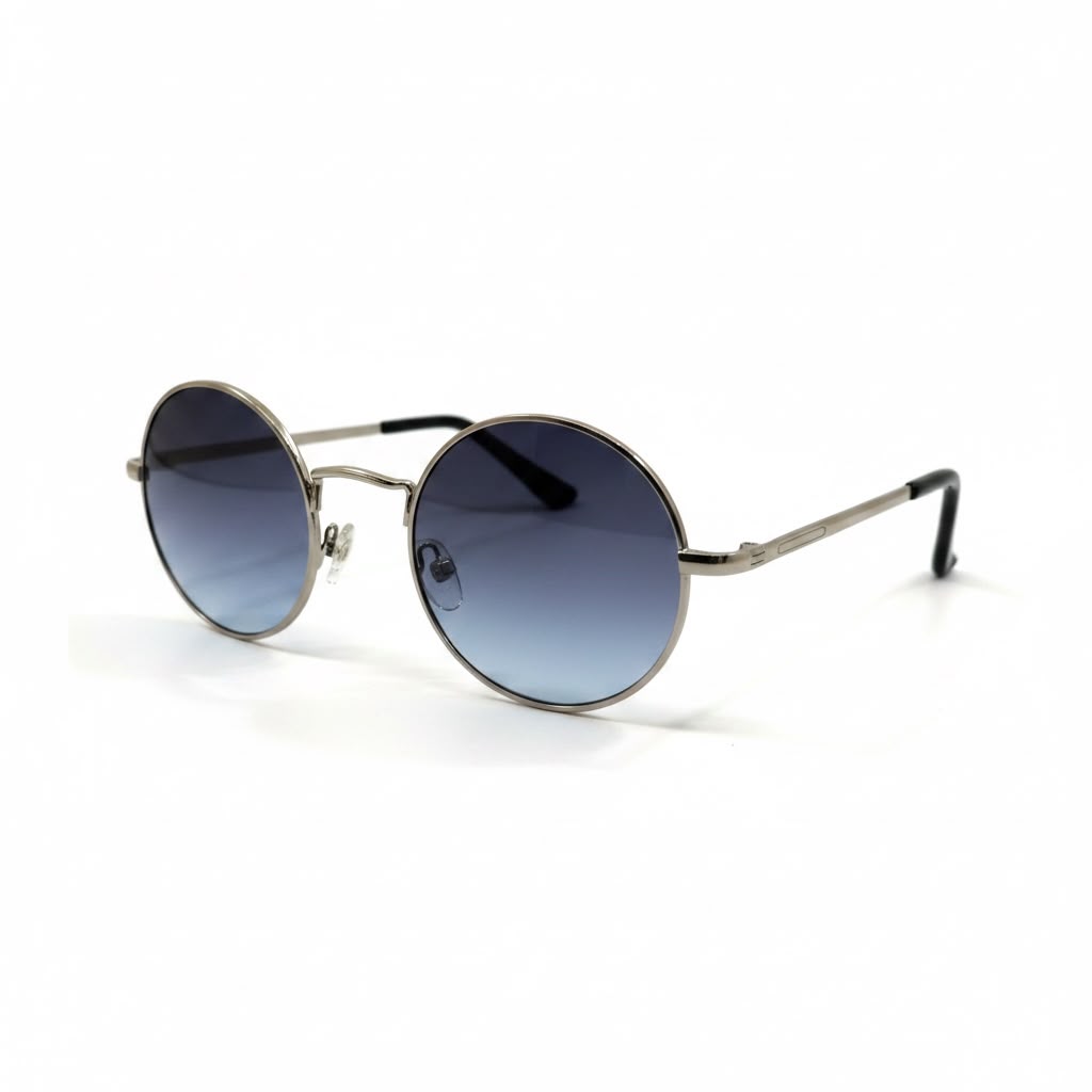 CELESTE ORBIT Silver Round Sunglasses with Blue-Grey Gradient Lenses – Unisex