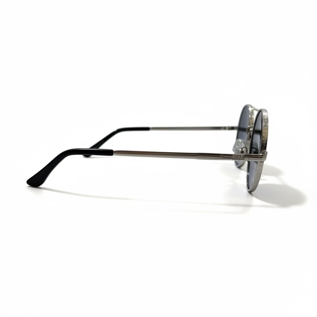 CELESTE ORBIT Silver Round Sunglasses with Blue-Grey Gradient Lenses – Unisex
