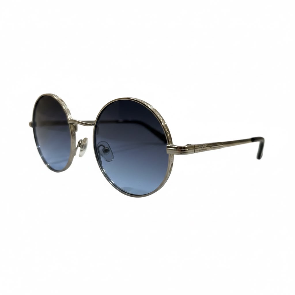 CELESTE ORBIT Silver Round Sunglasses with Blue-Grey Gradient Lenses – Unisex
