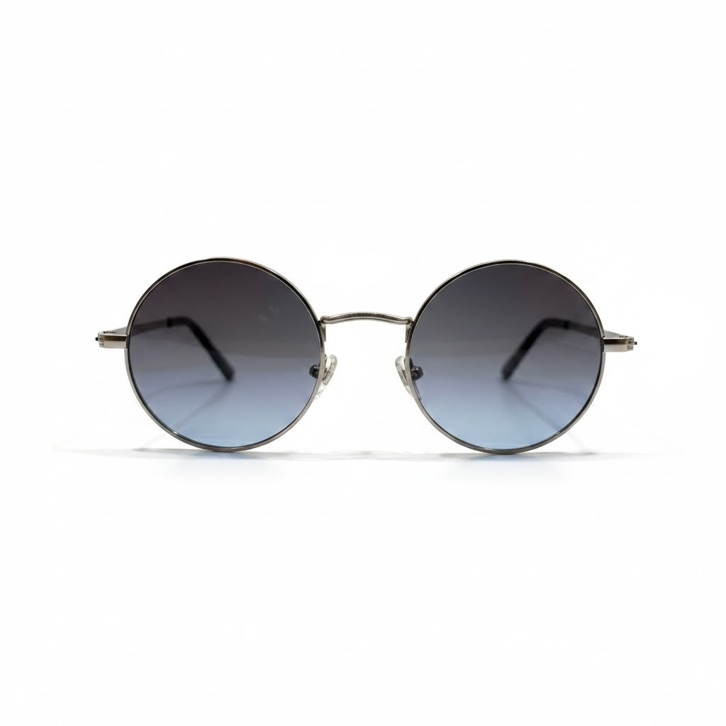 CELESTE ORBIT Silver Round Sunglasses with Blue-Grey Gradient Lenses – Unisex