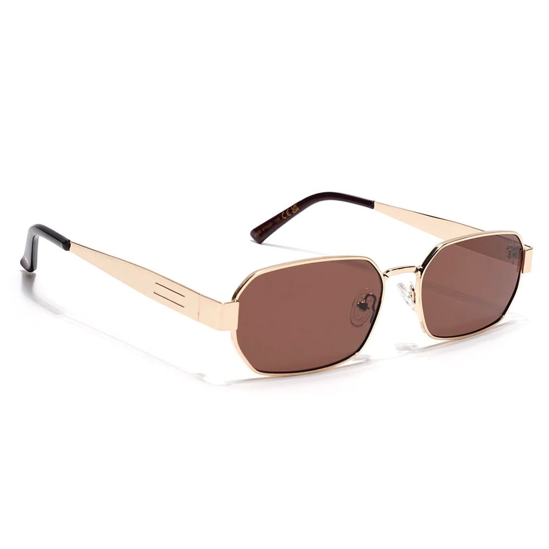 ROSÉ EDGE Rose-Gold Geometric Sunglasses with Brown-Tinted Lenses – Unisex