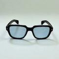 AZURE NOIR Bold Black Square Sunglasses with Ice-Blue Lenses – Unisex