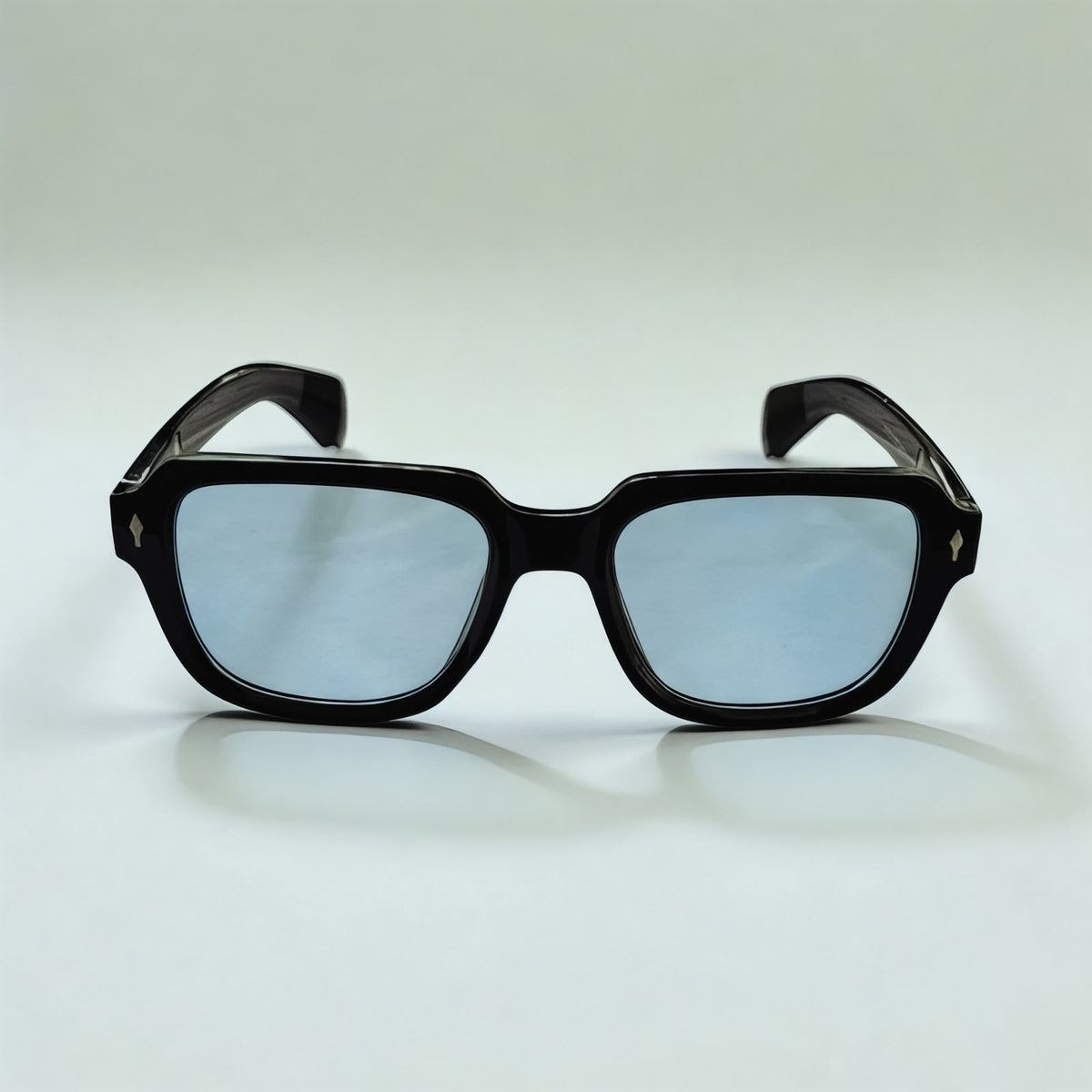 AZURE NOIR Bold Black Square Sunglasses with Ice-Blue Lenses – Unisex
