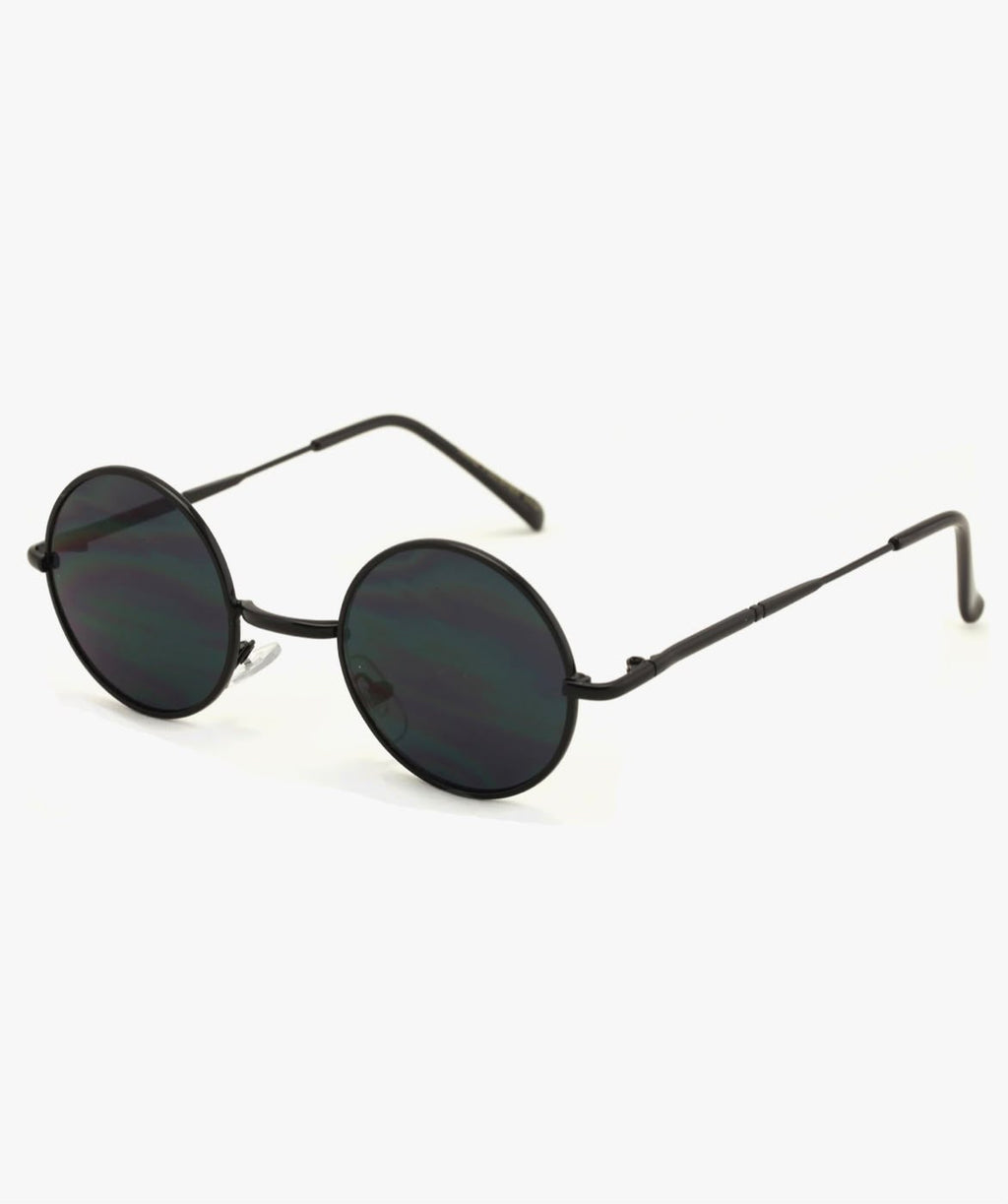 MIDNIGHT ORBIT Black Metal Round Sunglasses with Smoke Lenses – Unisex