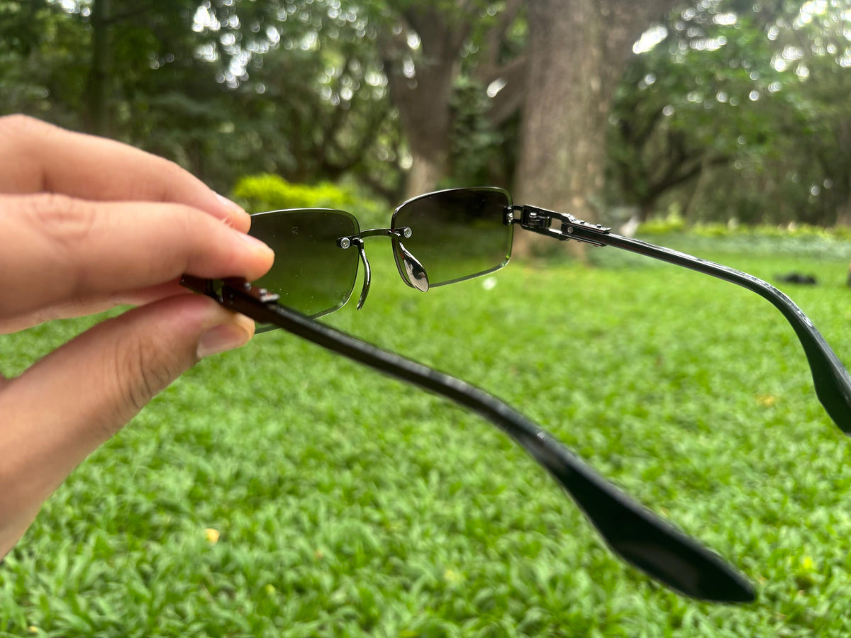 MIRAGE Sage Gradient Rimless Rectangle Sunglasses – UV400 Unisex
